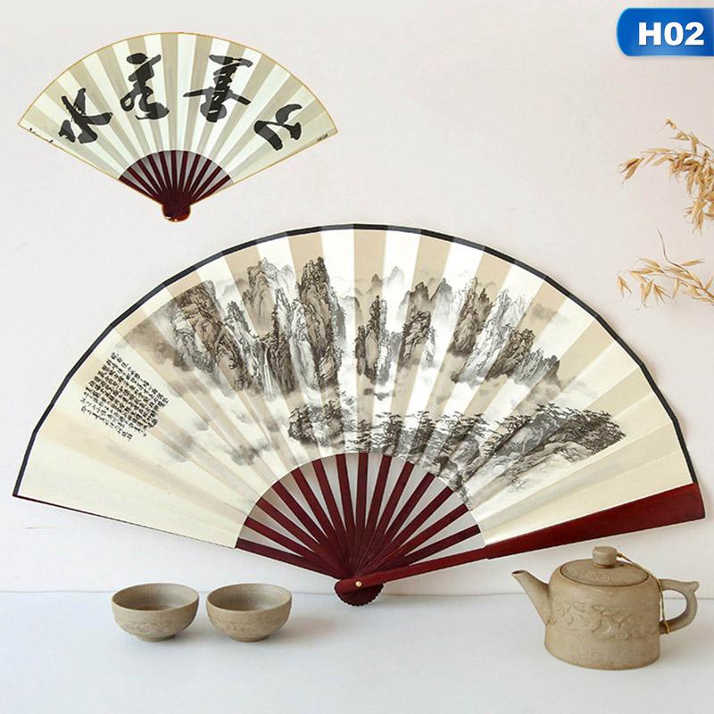 

10 дюймов Пейзаж Шелковый складной веер Китайский стиль Бамбук Дерево Летний портативный свадебный подарочный веер 10 Inches