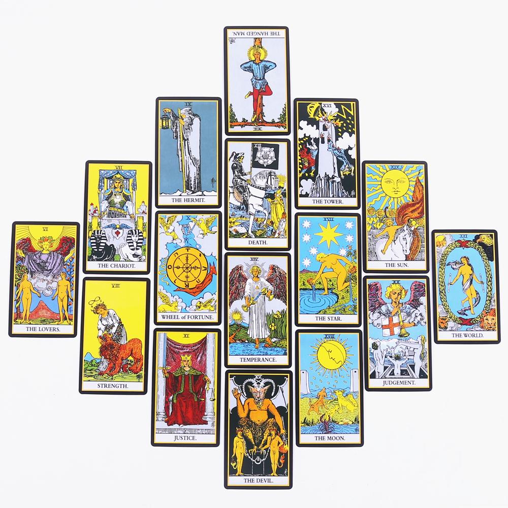10,3*6cm černý klasický tarot 78 ks karet s průvodcem pro začátečníky Černé zlacené okraje