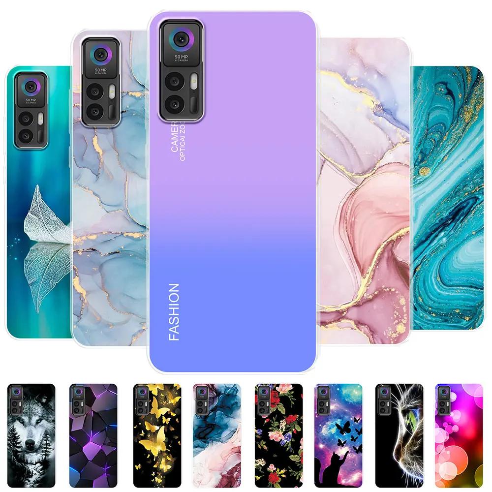 Für TCL 30 Plus Hülle Für TCL 30 5G Blumenmuster Transparentes Silikon Weiche Handyhülle Cover Hülle Stoßfänger Für TCL 30 30+ Fundas