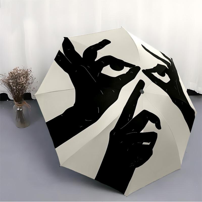 1pc Hands Expression Automatic Open/Close Umbrella Compact Folding Umbrella, All-Season Portable Umbrella for Women/Men F1124208