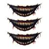 Spooky Theme Party Accessories 3Pcs Realistic Scary Mouth Tattoos for Halloween Zombie Vampire Clown Party, Waterproof Fangs Bloodstains Stickers