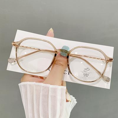 Montura de Gafas Miopía Mujer Puede Combinar Grado Estudiantes Literario y Maquillaje Sencillo Diario Antiluz Azul Gafas de Luz Plana Tr8374