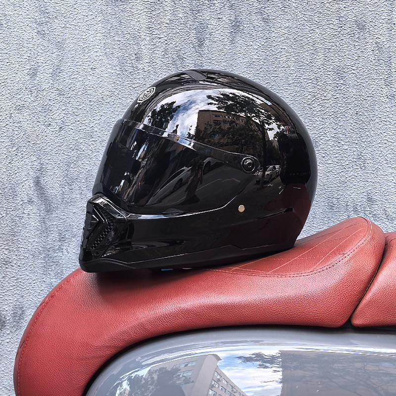 ORZ retro motorcycle helmet, American cruise full helmet, motorcycle with free brim