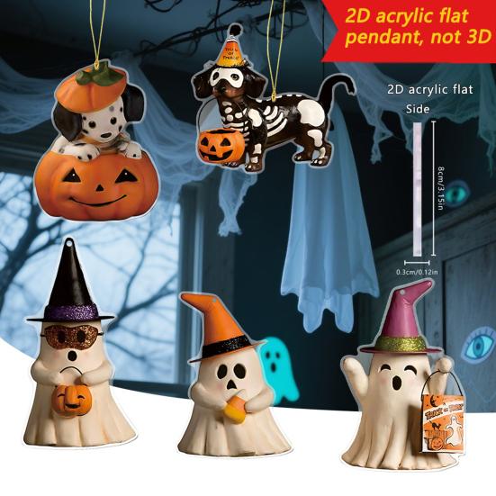 Decorazione Auto Halloween Ciondolo 2D Piatto per Specchietto Retrovisore Auto per Auto Zaino Albero di Natale Accessori Interni Auto