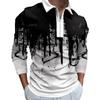 Men's Polo Shirt Autumn and Winter New Digital Printing T-shirt Casual Retro Long-sleeved Sweatshirt