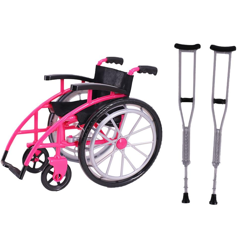 Children Gits Crutch Model DIY Dollhouse Dollhouse Decor Miniature Wheelchair Furniture Toy