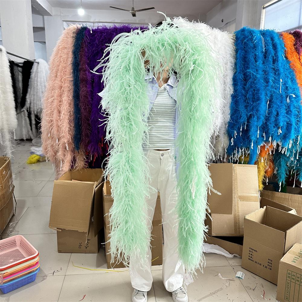 DIY 6PLY Natural Ostrich Feather Boa for Sewing Costume Embroidery 0.5/1/2/3/4M Length Wedding Carnival Dress Decoration Craft