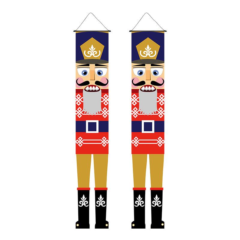 Christmas Nutcracker Couplets Door Curtain Flags | Festive Porch Decor