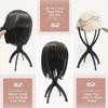 1 Pc 13.8IN Portable Collapsible Wig Stand Holder for Multiple Wigs Black And Pink Durable Wig Stands for Women