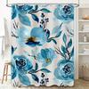 Beautiful Blue Floral Shower Curtain with Fresh Watercolor Design Perfect Bathroom Decoration