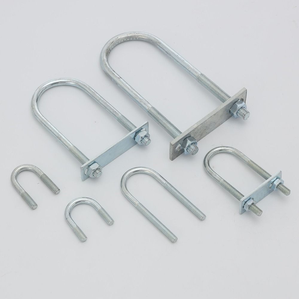 1Pcs Durable Galvanized Q235 Carbon Steel M8 Round Tube Clamp With Baffle Screws Pipe U-clamp Right Angle U-bolt for Round Tube