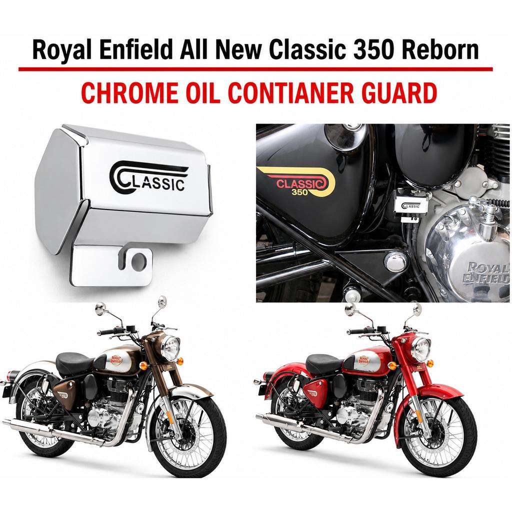Silver "Rear Oil Container Guard" Fit For Royal Enfield New Classic 350