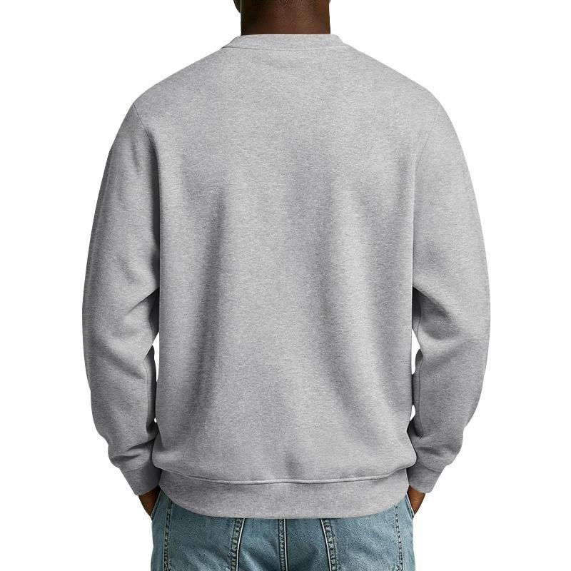 Men S Loose Fit Long Sleeve Crew Neck Solid Color Fleece Sweatshirt Fall Winter