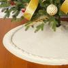 Cable Knitted Christmas Tree Skirt Red Cream Rustic Xmas Tree Base Cover Round Thicken Home Decorations Christmas Tree Decor
