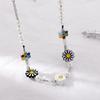 Fashion Anti-war Smiley Face SUNFLOWER Pearl Stitching Necklace Men and Women Ins Tide Hip Hop Niche Style Daisy Chain Accessories