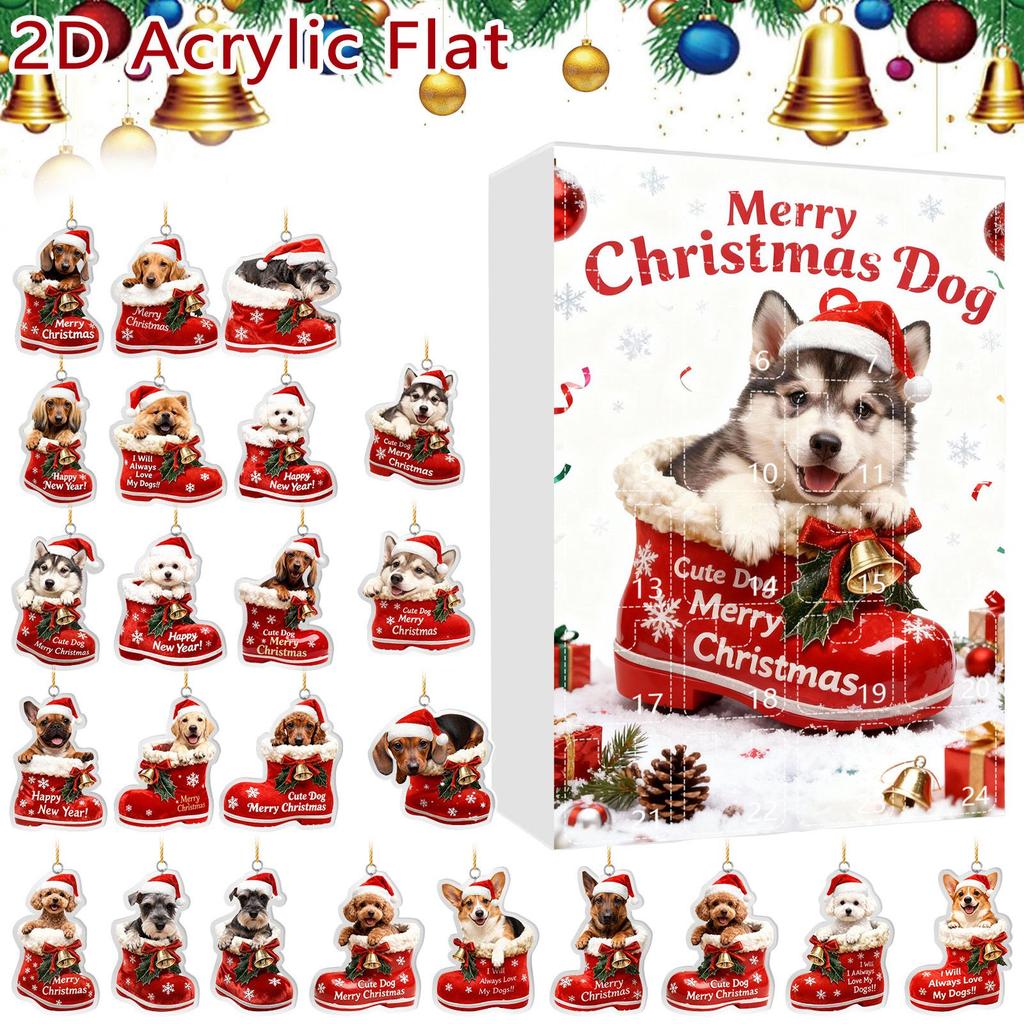 Christmas Dog Advent Calendar 24 Dog Themed Christmas Ornaments Holiday Countdown Calendar Dogs Wearing Red Shoes Perfect For Pet Lovers, Pet Owners
