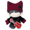 Cat Ear Knit Hat, Shirt, Pants, and Guitar Set for 10cm Doll, Red, Plush Toy, Kigurumi, Accessories, Otaku, Doll, Mascot, K-Pop Doll, Costume [Used]