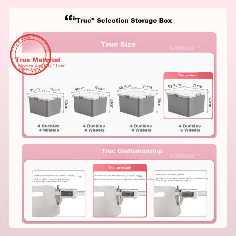 Jiabangshou Storage Box, Extra Large Plastic Container for Clothes And Toys, Organizer Box for Car, 105L Capacity