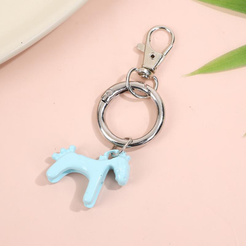 Creative Colorful Pony Keyring Fashion Simple Metal Keychain Backpack Pendant Versatile Key Hanging Decoration Accessories A8