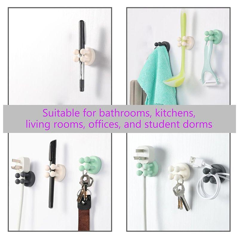 Good-Self-Adhesive Wall Mounted Hooks 4Pcs Silicone Toothbrush Holders-Multi-Function For Hanging Key Storage Ke A