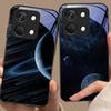 Space Planet For OnePlus Nord 3 5 6T 7 Pro 8 12 10T Reno8 Lite 5G 10R Nord N30 Hard Shell Tempered Glass Phone Case Black