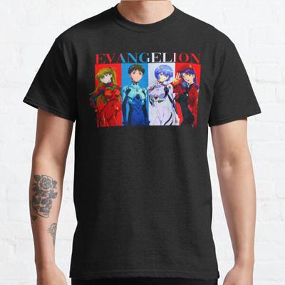 Summer Men Fashion Casual Shirts Short Sleeves Evangelion Langley Black Tees Oversized T-shirts