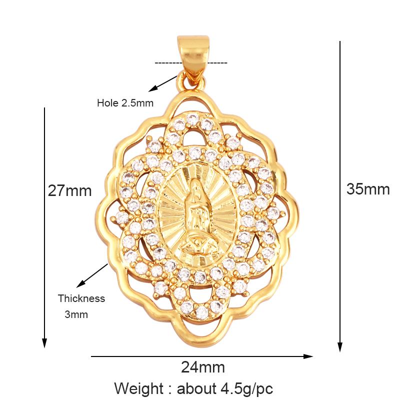 

Religious Stye Jesus Virgin Mary Charm Geometry Pendant,Holy Gold Inlaid Cubic Zirconia Jewelry Necklace Accessories M14