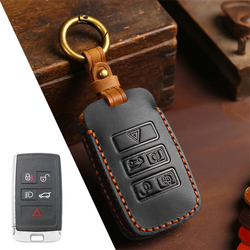 

Styling Mouldings Car Key Case Cover Leather Pouch Keychain Holder Accessories Fob Holder for Jaguar XFL XEL Land Rover Rangerov чорний
