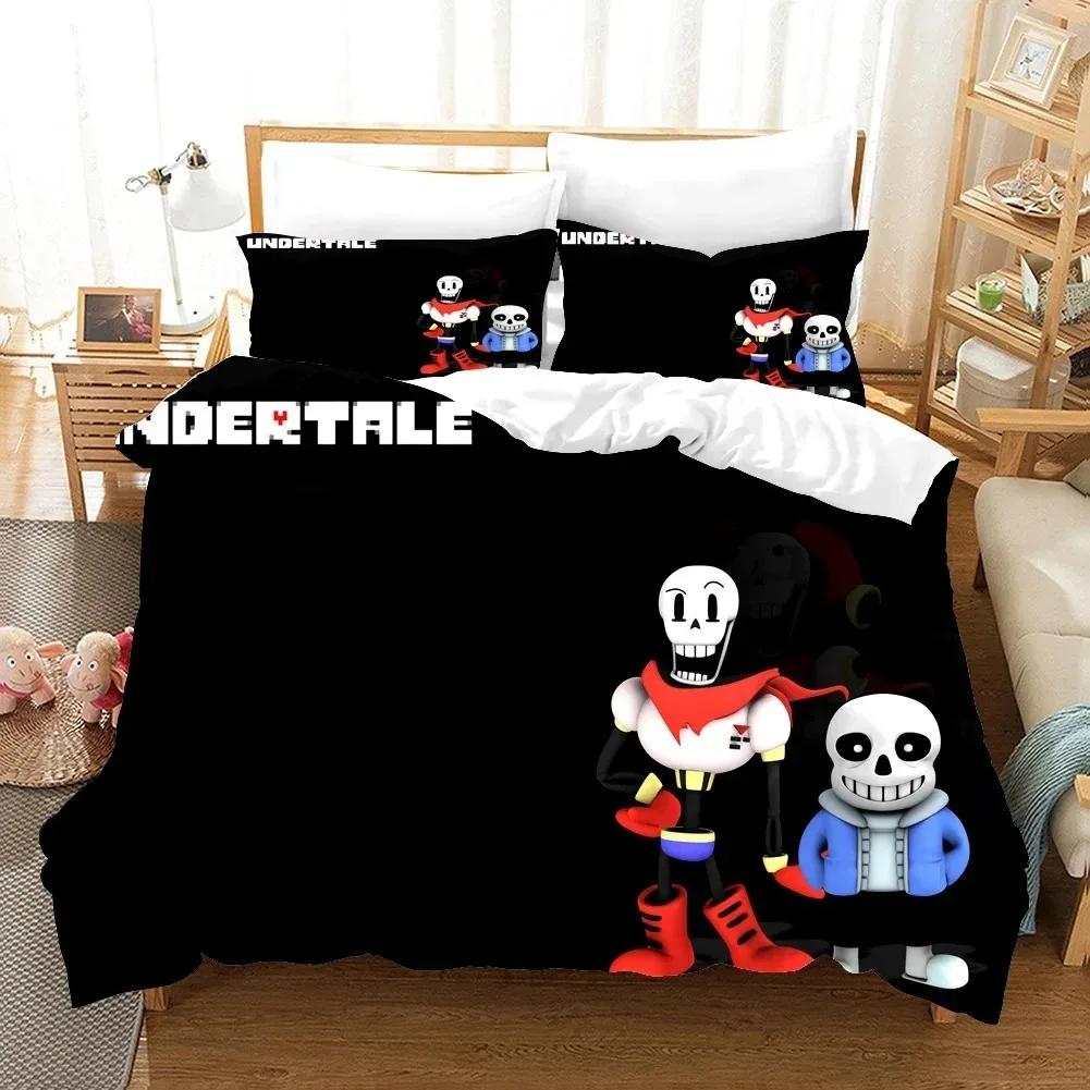 3D Печать Игра Undertale Фриск Санс Комплект Постельного Белья Мальчики Девочки Размер Twin Queen Пододеяльник Наволочка Постельное Детское Взрослое Домашний Текстиль 70x133cm 2pcs