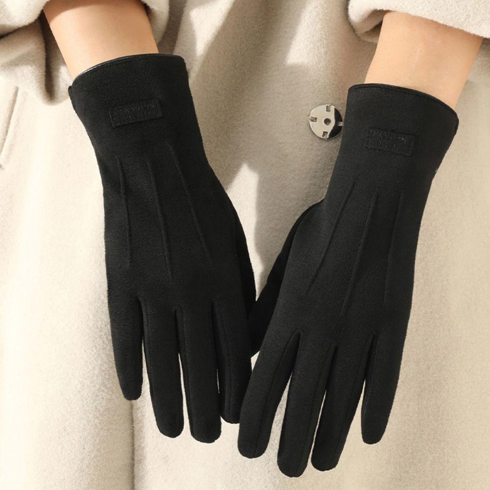 Velvet Winter Cycling Gloves Thick Suede Gloves All-Match Women Mittens  Autumn