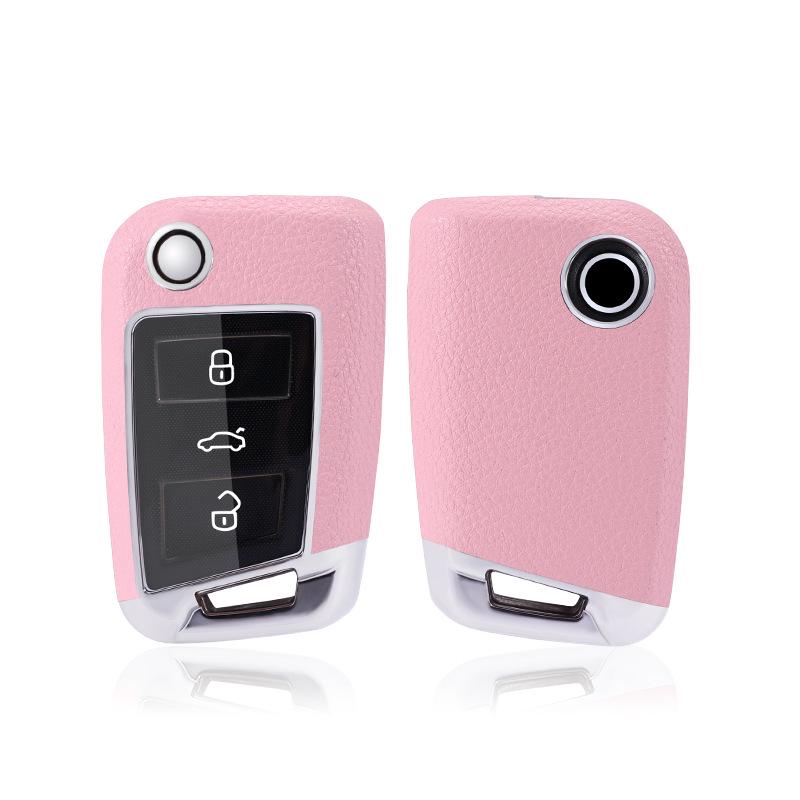 Leather Key Shell Set for Lavida, Sagitar, T-Roc, Tayron, Touran, T-Cross, Polo - Men's & Women's with Buckle