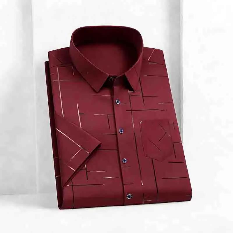 Fashion Men's Line Print Short Sleeve Shirt Breathable Casual Daily Wear Button Down Top