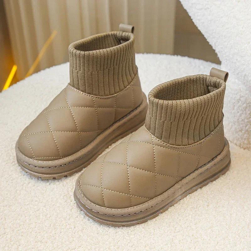Children's Boots Sock Style Snow Boots Girls Short Boots Kids Cute Sewing Autumn Winter Warm Cotton Thermal Shoes for Boys