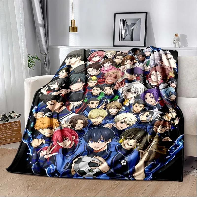 Japanese Cartoon Anime Blue Lock Flannel Throw Blanket Adult Kid Winter Warm Blanket for Bedroom Living Room Sofa Travel Picnic