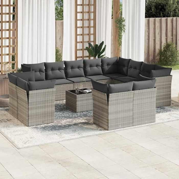 VidaXL Garden Lounge Set with Cushions 13 Pcs, Patio Sofas, Furniture Set, Outdoor Terrace Furniture, Grey 3218542