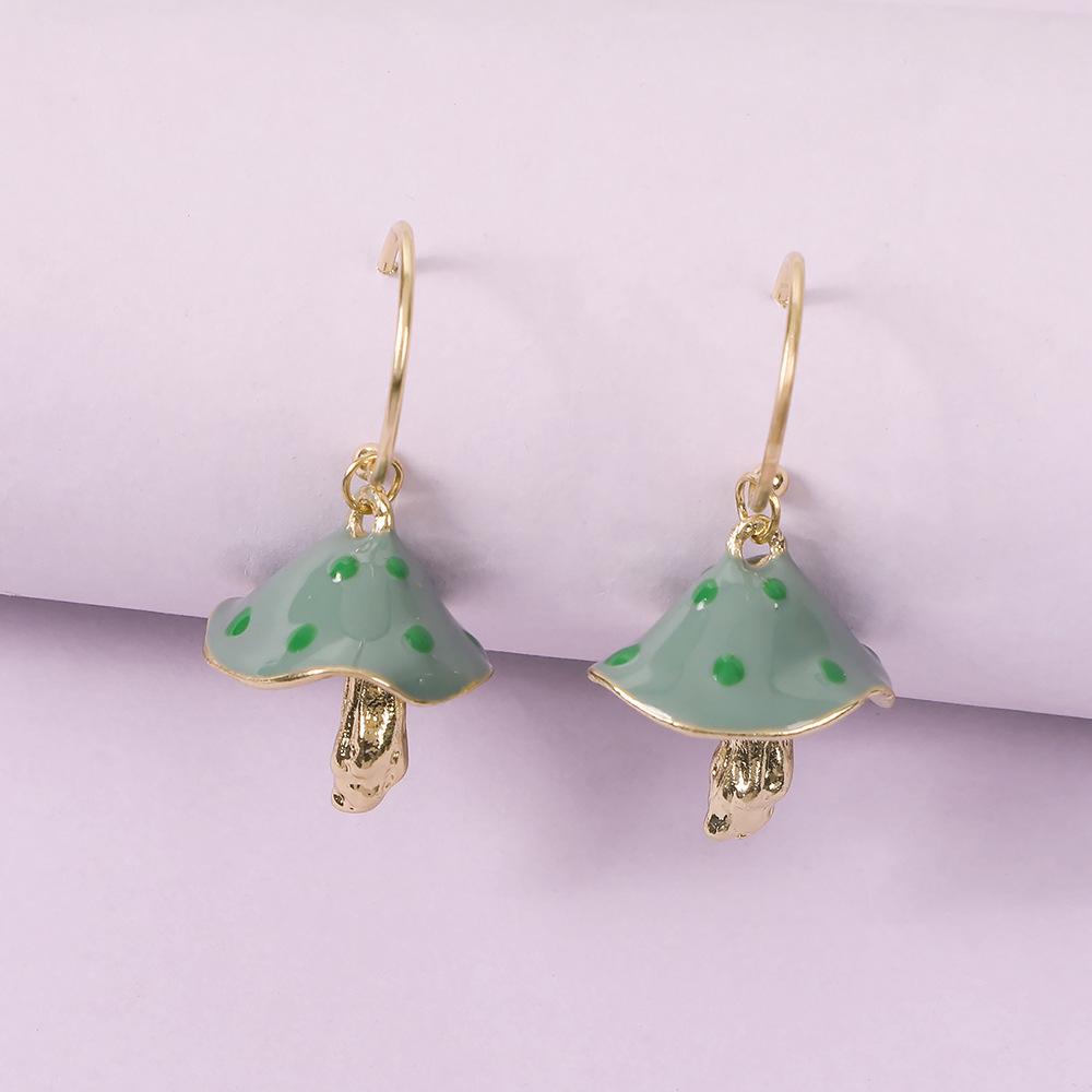 Europe and The United States Creative Fantasy Cute Mori Small Mushroom Drop Earrings Color Drop Mushroom Earrings Selling Well.