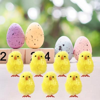 Décoration de poussin de Pâques en boule de coton jaune, décoration de poussin moelleux pour la maison, le bureau, la fête de Pâques, le remplissage du panier de Pâques