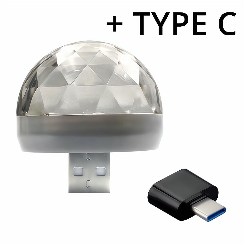 Samochodowe światło ambientowe USB DJ RGB Mini Kolorowe światło dźwiękowe do muzyki Interfejs USB-C Interfejs Apple Impreza świąteczna Karaoke