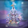 Purple Christmas Tree Music Box Building Blocks with Lights and Gift Bag Toys Adult Home Decoration Gift