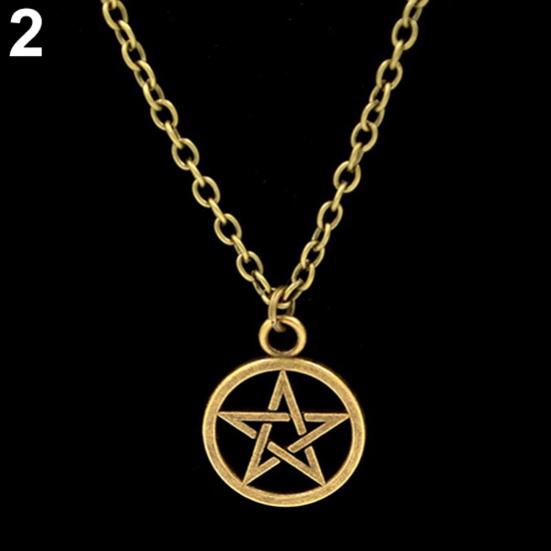 Women Men Round Hollow Star Pentagram Pendant Necklace Xmas Gift Cool