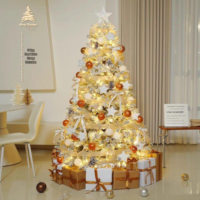 Snowfall White Flocked Christmas Tree - 1.2/1.5/1.8/3m Bare Tree for Home Decoration