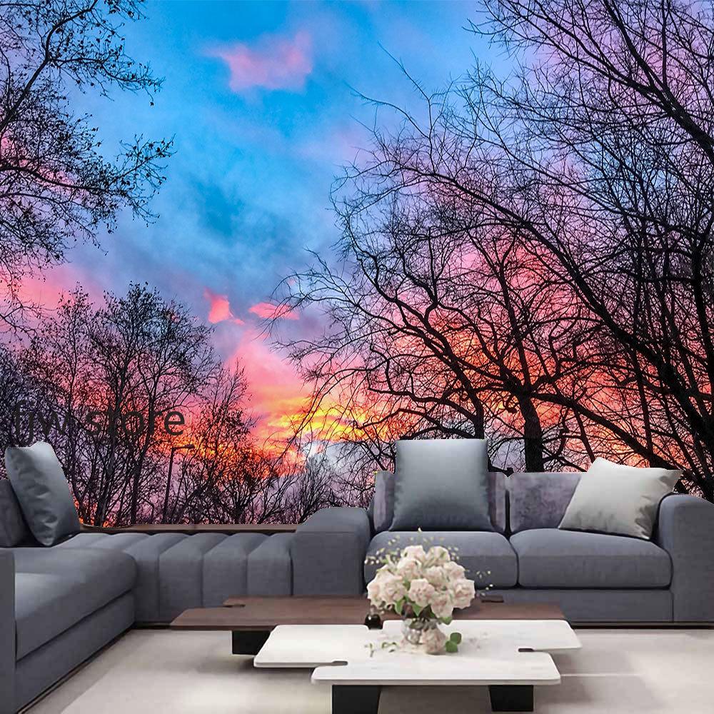 Home Decor Forest Night Ceiling Forest Tapestry Wall Hanging Psychedelic Tree and Moon Fabric Tapestry Tapiz