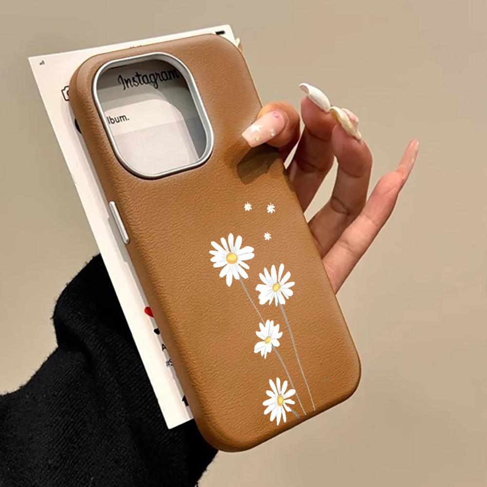 Daisy Flower ShockProof Phone Case For Samsung Galaxy A16 A35 A54 A55 5G S21 S22 S23 FE S24 Plus S25 Ultra Leather Texture Funda