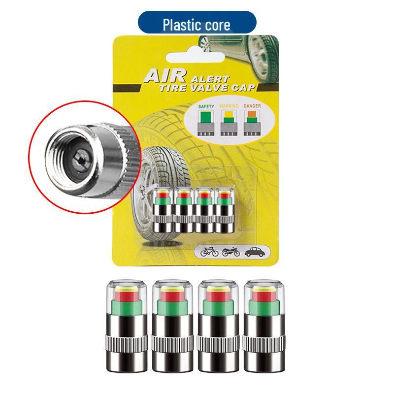 Lot de 4 Bouchons de Surveillance de Pression des Pneus de Voiture, 2,4 BAR avec Noyau en Cuivre