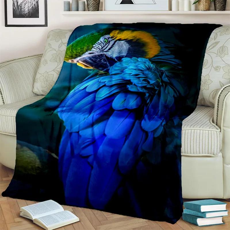 3D Colorful Macaws Parrot Birds Blanket,Soft Throw Blanket for Home Bedroom Bed Sofa Picnic Travel Office Rest Cover Blanket Kid