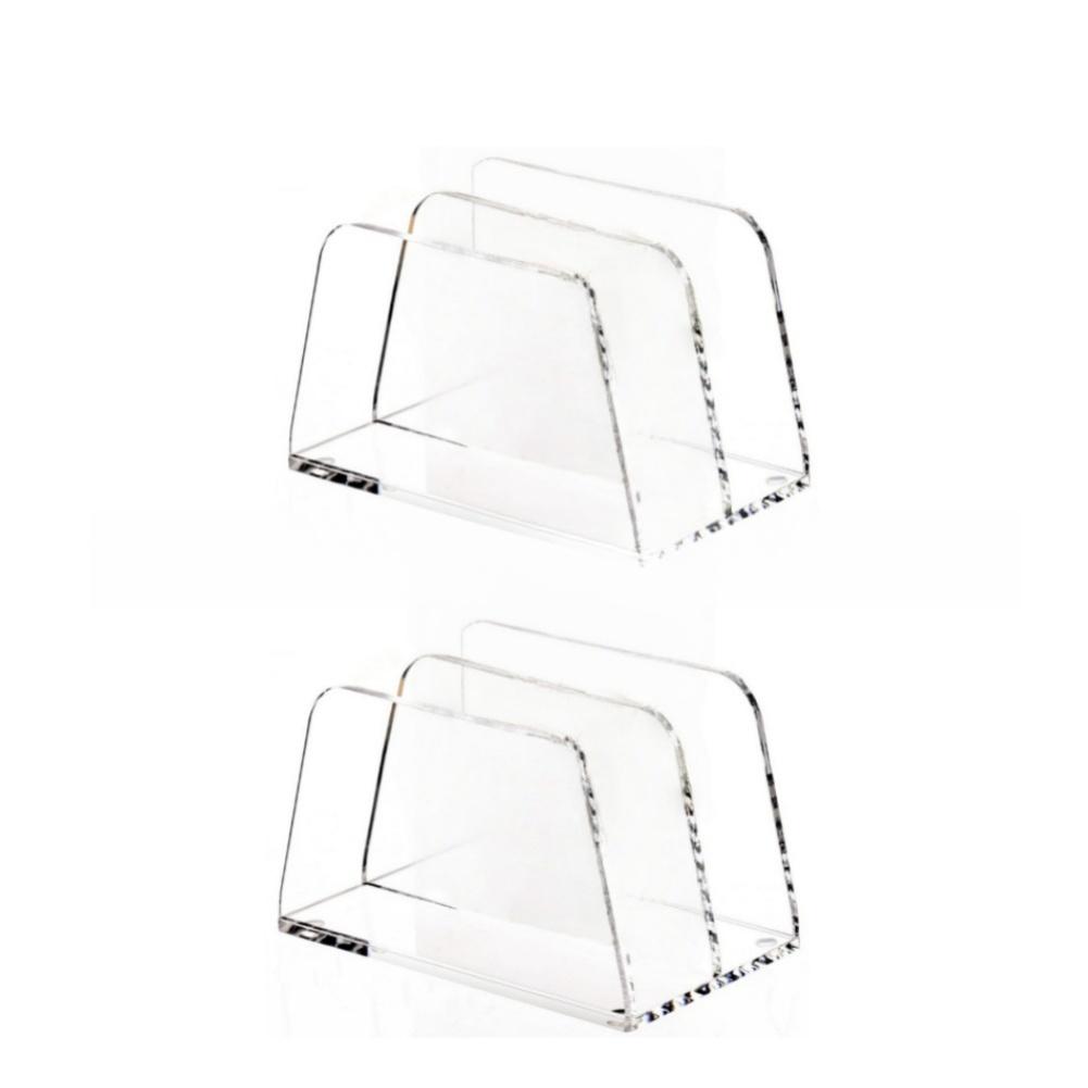Letter Sorter Clear Desk Organizer For Home Office 2-compartment Design Thick Acrylic Construction Smooth Rounded Edges For Home