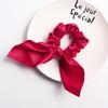 Solid Color  Satins Scrunchie With Bunnies Ears Design Soft Fabric Stretchy Hair Rope Accessories For Women Girls