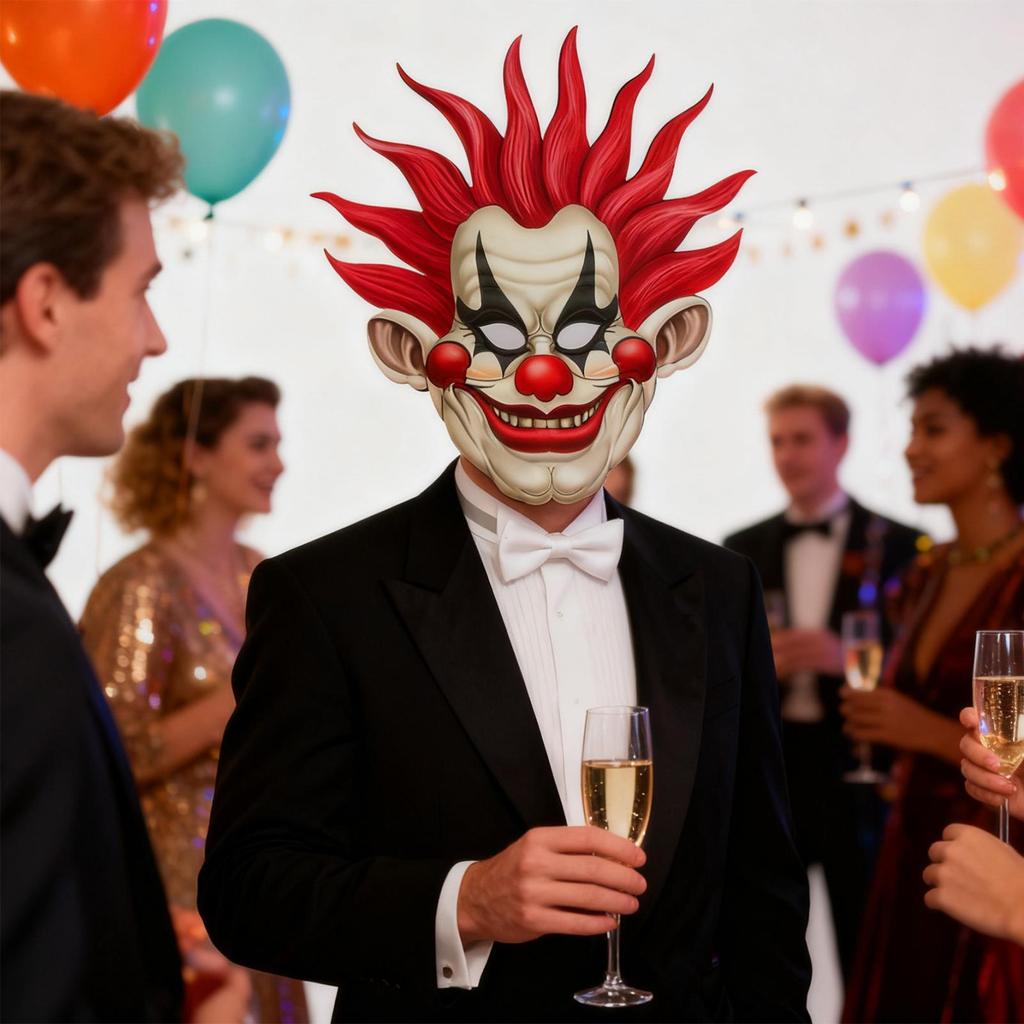 Masquerade Face Cover Creepy Red-Haired Accessory Carnival Masque For Halloween Party Performance Stage Show Prank Haunted House