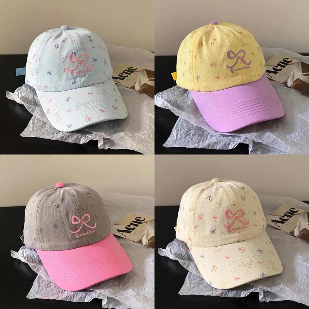 Embroidered Butterfly Bow Baseball Cap With Breathable Cotton Material For Casual Wear
