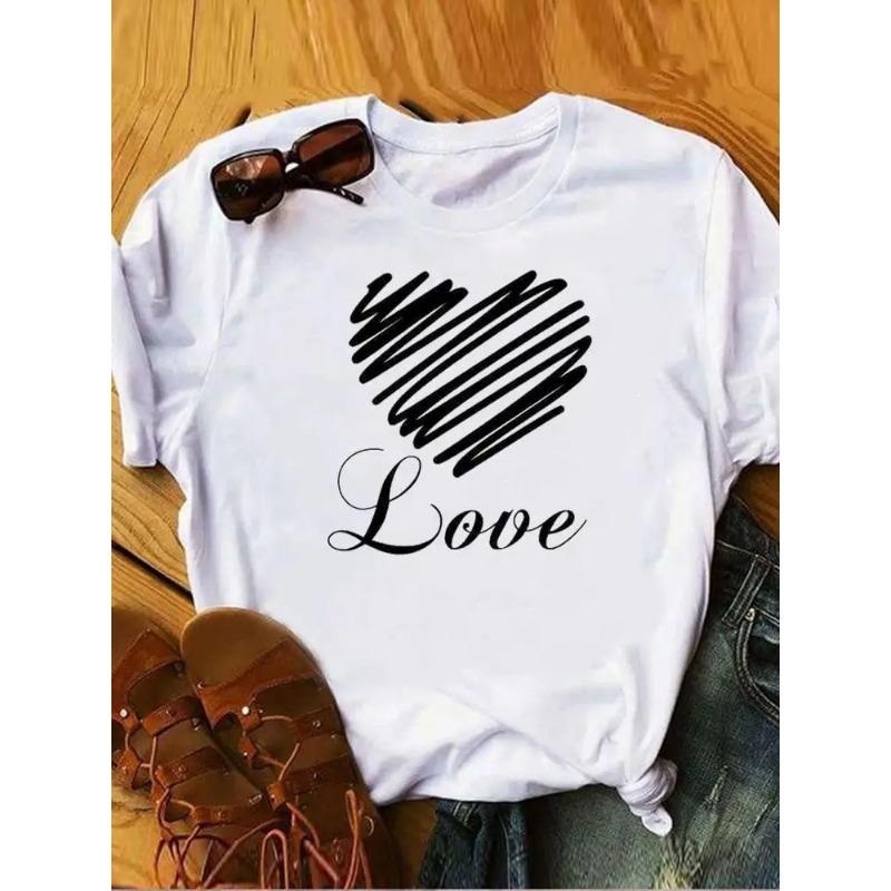 Women Female Graphic Tee Clothes Ladies Peace and Love Vintage Watercolor Summer T Clothing Print Fashion Tshirts Short Sleeve